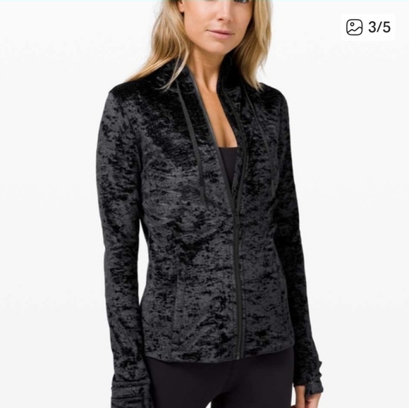 lululemon athletica Jackets & Blazers - LIMITED EDITION Lululemon Define Jacket Crushed Velvet Dark Blue Size 6